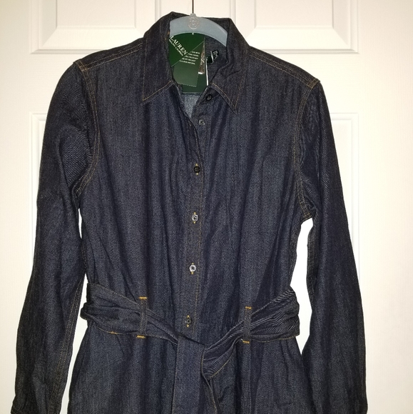 LAUREN Ralph Lauren Fit-and-Flare Denim Shirtdress - Picture 3 of 8